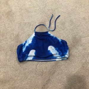 Blue Tie-Dye Halter Swimsuit Top